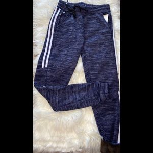 Blue joggers with side pockets and back pockets